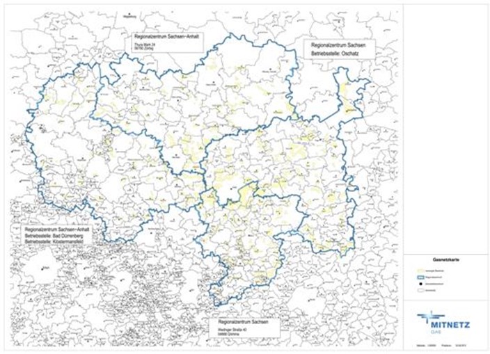 Gasnetzkarte von MITNETZ GAS Gasnetzkarte von MITNETZ GAS